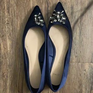 Zara satin embellished flats